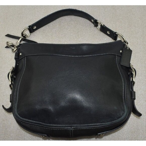 Coach Zoe Womens Black Leather Zipper Closure Hobo Shoulder Bag Purse - Picture 2 of 16